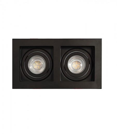 Foco empotrable GU10 doble Akrah 2 luces negro 170x90 mm