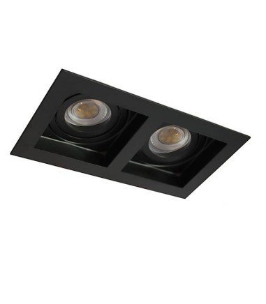 Foco empotrable GU10 doble Akrah 2 luces negro 170x90 mm