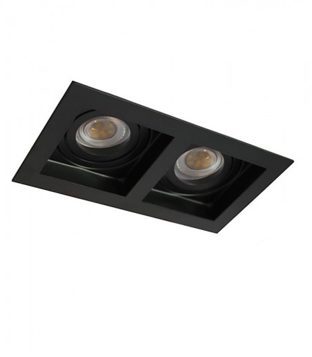 Foco empotrable GU10 doble Akrah 2 luces negro 170x90 mm