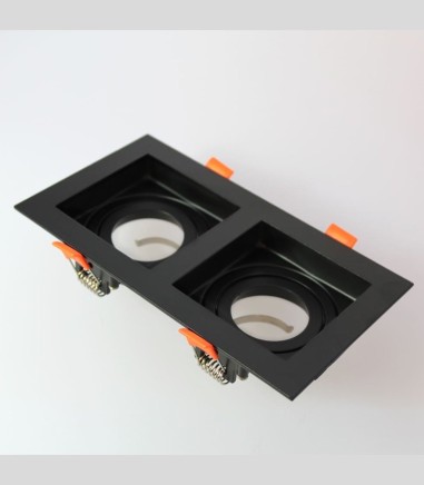 Foco empotrable GU10 doble Akrah 2 luces negro 170x90 mm