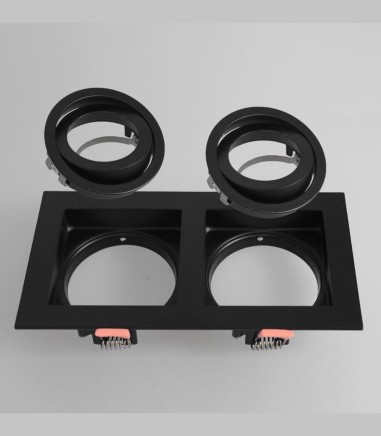 Foco empotrable GU10 doble Akrah 2 luces negro 170x90 mm