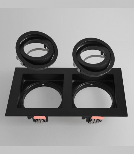 Foco empotrable GU10 doble Akrah 2 luces negro 170x90 mm