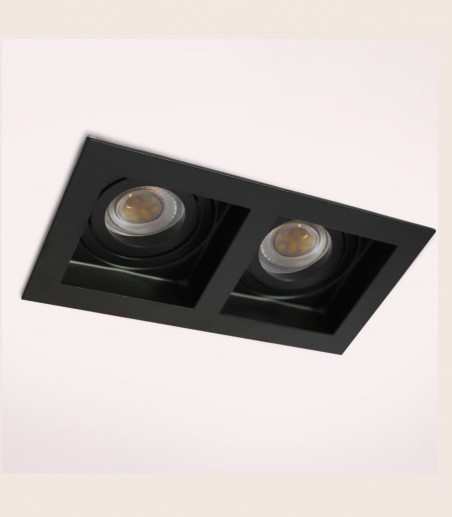 Foco empotrable GU10 doble Akrah 2 luces negro 170x90 mm