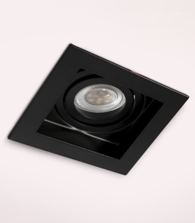 Foco empotrable GU10 negro cuadrado Akrah 100x100 mm