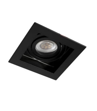 Foco empotrable GU10 negro cuadrado Akrah 100x100 mm