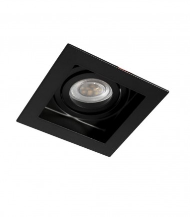 Foco empotrable GU10 negro cuadrado Akrah 100x100 mm