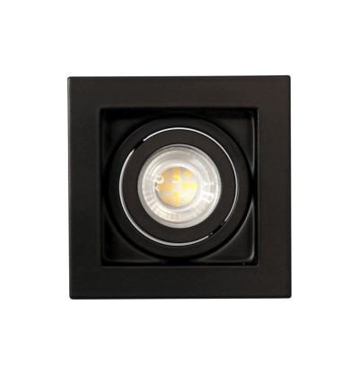 Foco empotrable GU10 negro cuadrado Akrah 100x100 mm