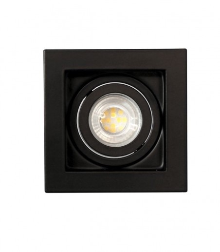 Foco empotrable GU10 negro cuadrado Akrah 100x100 mm