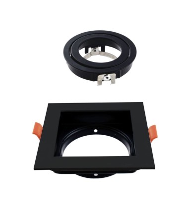 Foco empotrable GU10 negro cuadrado Akrah 100x100 mm