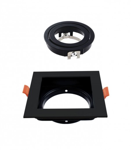 Foco empotrable GU10 negro cuadrado Akrah 100x100 mm