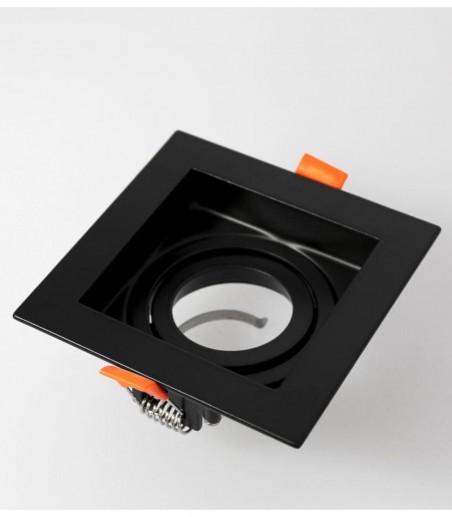 Foco empotrable GU10 negro cuadrado Akrah 100x100 mm