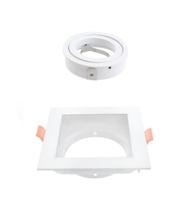 Foco Empotrable GU10 blanco cuadrado Akrah 100x100 mm