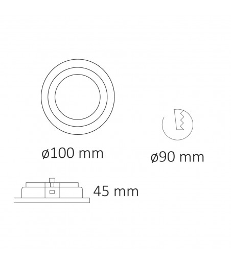 Dimensiones Foco empotrable GU10 Akrah redondo negro Ø100mm