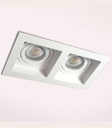 Foco empotrable GU10 doble Akrah 2 luces blanco 170x90 mm