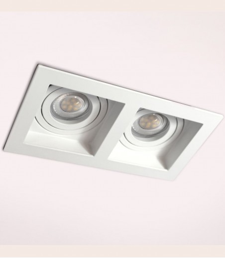 Foco empotrable GU10 doble Akrah 2 luces blanco 170x90 mm