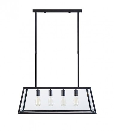 Lámpara de techo rectangular negra 4L MD6206-BK - Ineslam
