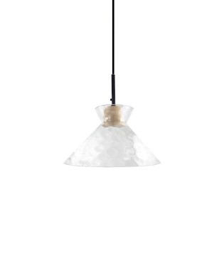 Lámpara colgante de madera y tulipa cristal MD4648-CL - Ineslam