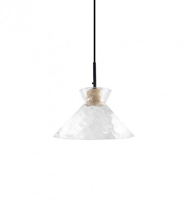 Lámpara colgante de madera y tulipa cristal MD4648-CL - Ineslam