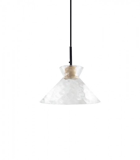 Lámpara colgante de madera y tulipa cristal MD4648-CL - Ineslam