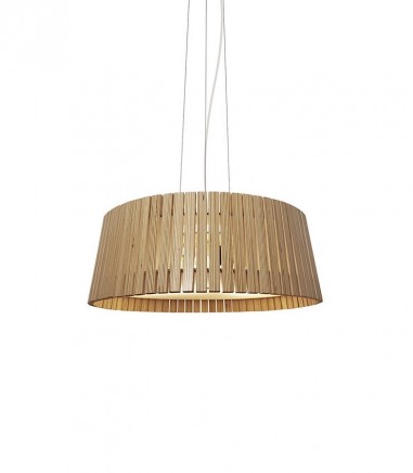 Lámpara techo comedor pantalla madera Cipres Ø50 - Ineslam