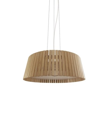 Lámpara techo comedor pantalla madera Cipres Ø50 - Ineslam