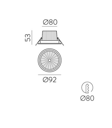 Dimensiones Foco empotrable LED baño Safe 9 IP65 - ACB