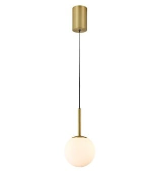Lámpara colgante de techo LED con globo de cristal Puebla 9W oro sat. 8888 - Mantra