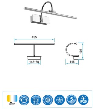 Aplique iluminacuadros PARACURU Led 8W Cromo - Mantra 2