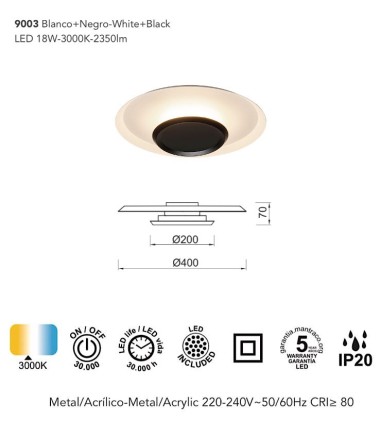 Características Plafón de techo LED Tina 18w 9003 - Mantra