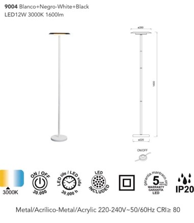 Características Lámpara de pie LED Tina 12W - Mantra