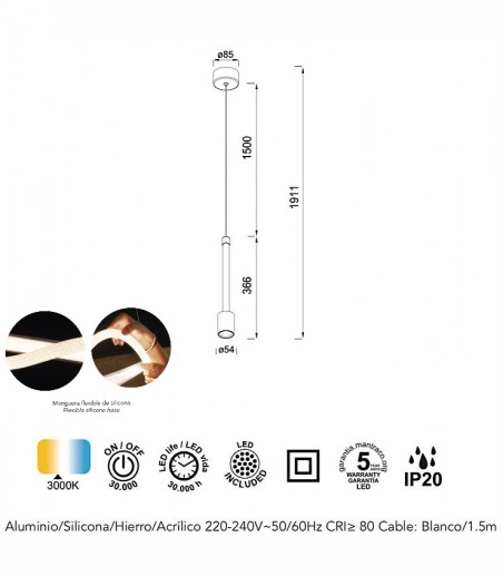 Características Lámpara colgante de techo Fugaz LED 7W - Mantra