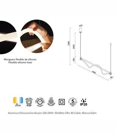 Características Lámpara de techo LED lineal moderna Fugaz 38W - Mantra