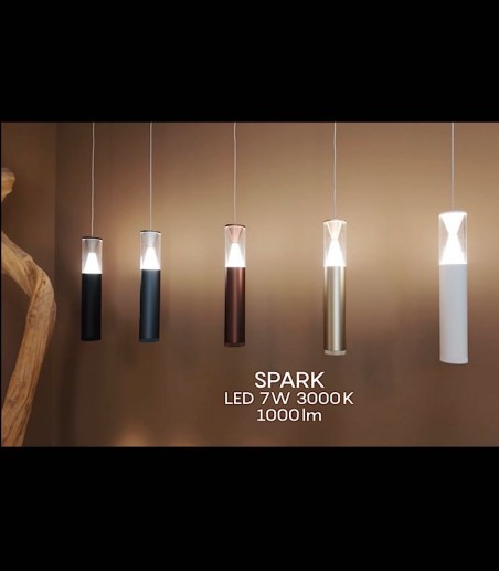 Lámpara colgante de techo cilíndrica Spark LED 7W - Mantra