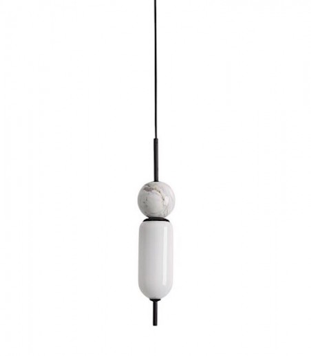 LÁMPARA COLGANTE ANET NEGRO MATE - MÁRMOL BLANCO - AROMAS