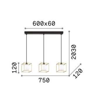 Lámpara de techo lineal Lingotto SP3 single - latón, negro - IDEAL LUX 2