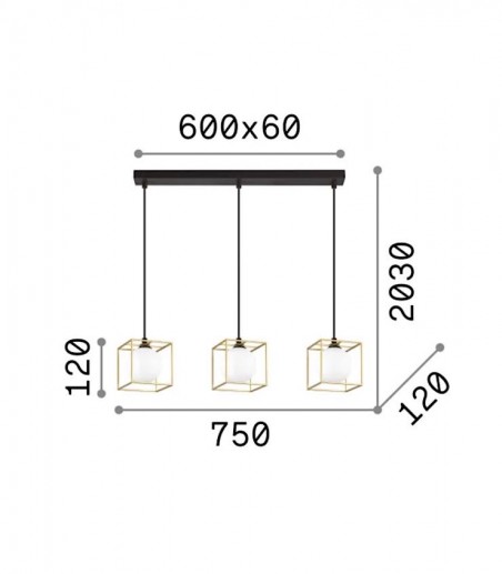 Dimensiones Lámpara de techo Lingotto SP3 - IDEAL LUX