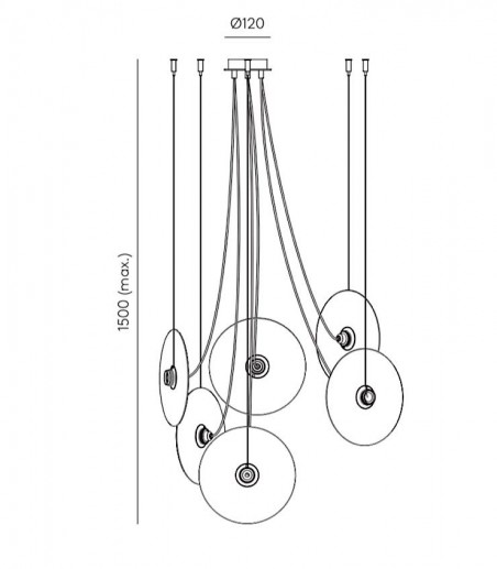 Dimensiones Lámpara techo FEST C1223 6 luces de Aromas
