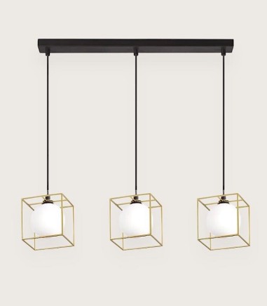 Lámpara lineal colgante Lingotto SP3 single - latón, negro - IDEAL LUX
