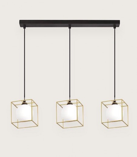 Lámpara lineal colgante Lingotto SP3 single - latón, negro - IDEAL LUX