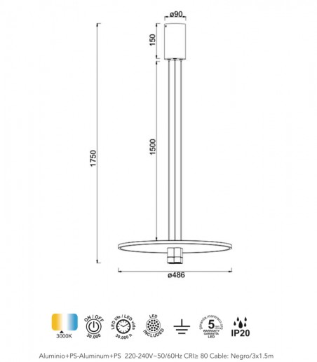 Características Lámpara colgante LED Nómada - Mantra