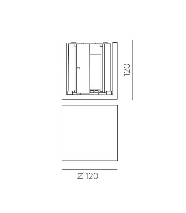 Dimensiones Aplique pared exterior cemento gris Perseo IP65 - ACB