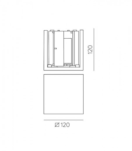Dimensiones Aplique pared exterior cemento gris Perseo IP65 - ACB