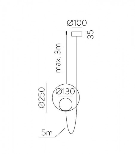 Dimensiones Lámpara de techo colgante Halo 1L - ACB