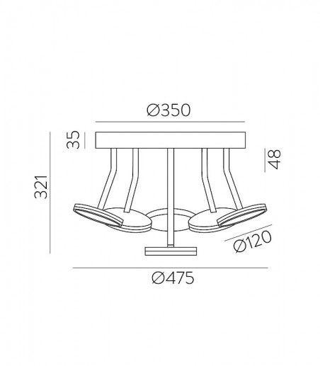 Dimensiones Plafón de techo negro Corvus LED 42W - ACB