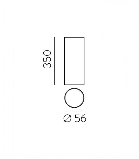 Dimensiones Foco de superficie cilindro-tubo Zoom GU10 35 cm - ACB