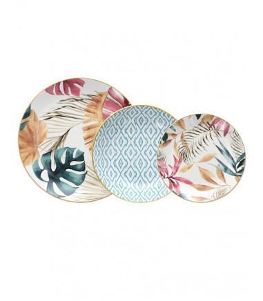 Vajilla completa de porcelana Madison Tropical Rose 6 servicios - Tognana