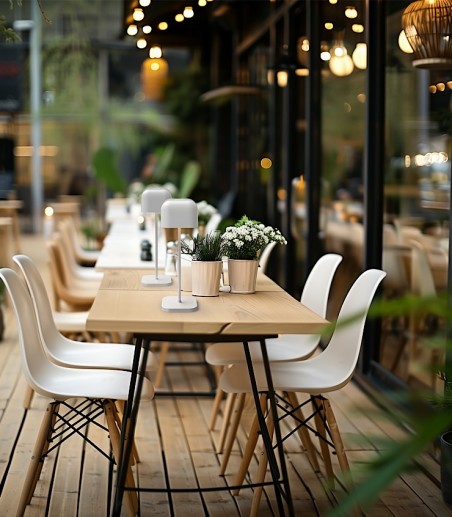 Terraza con Lámpara sin cables de mesa Stroll marrón recargable IP65 - ACB