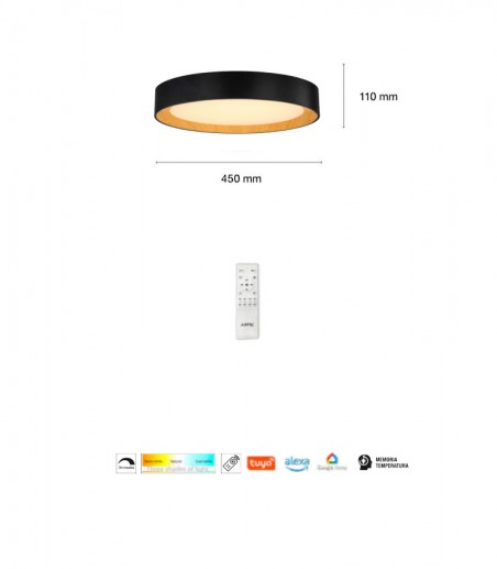 Dimensiones Plafón de techo Nairobi  60cm negro-haya - JUERIC