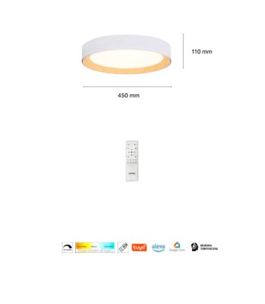 Dimensiones Plafón de techo Nairobi 45 cm blanco-haya - JUERIC