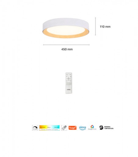 Dimensiones Plafón de techo Nairobi 45 cm blanco-haya - JUERIC